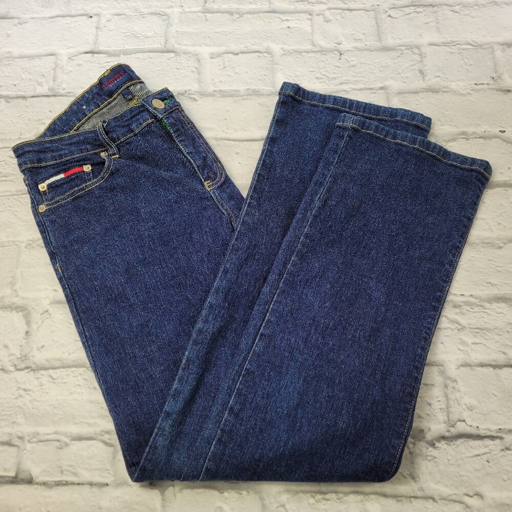 VTG Y2K Tommy Jeans 1999 Dark Wash Jeans Stretch Mid Rise Stretch Juniors size 7